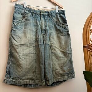 Vintage Y2K Grunge Skater Style Authentic Sean John Faded Light Wash Jean Shorts